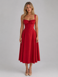 Women's Corset Pleated Midi Dress – Wedding Guest Occasion