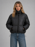 Women's Cropped Puffer Jacket – High Neck Quilted Coat