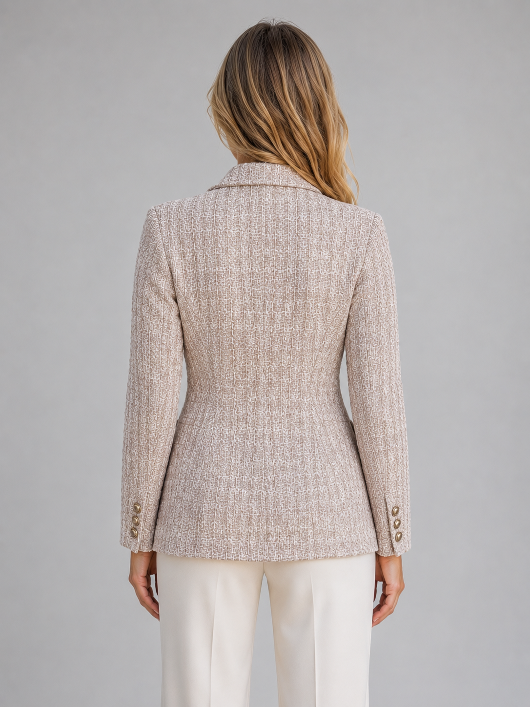 Women's Double Breasted Tweed Blazer – Tailored Smart Jacket