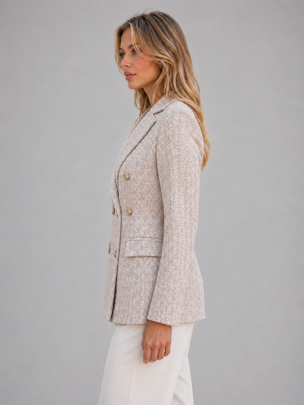 Women's Double Breasted Tweed Blazer – Tailored Smart Jacket