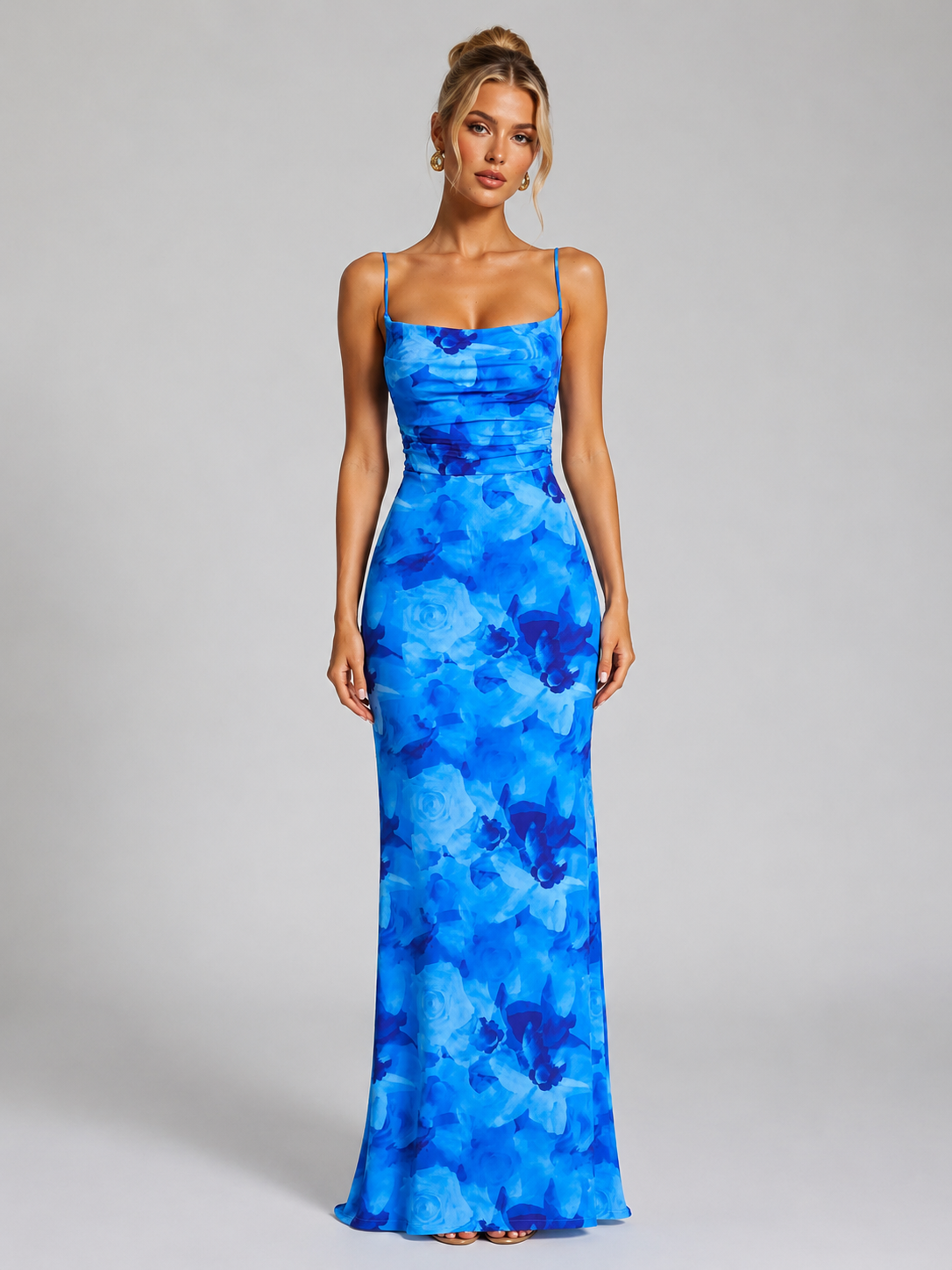 Women’s Floral Bodycon Maxi Dress – Sculpted Elegant Silhouette