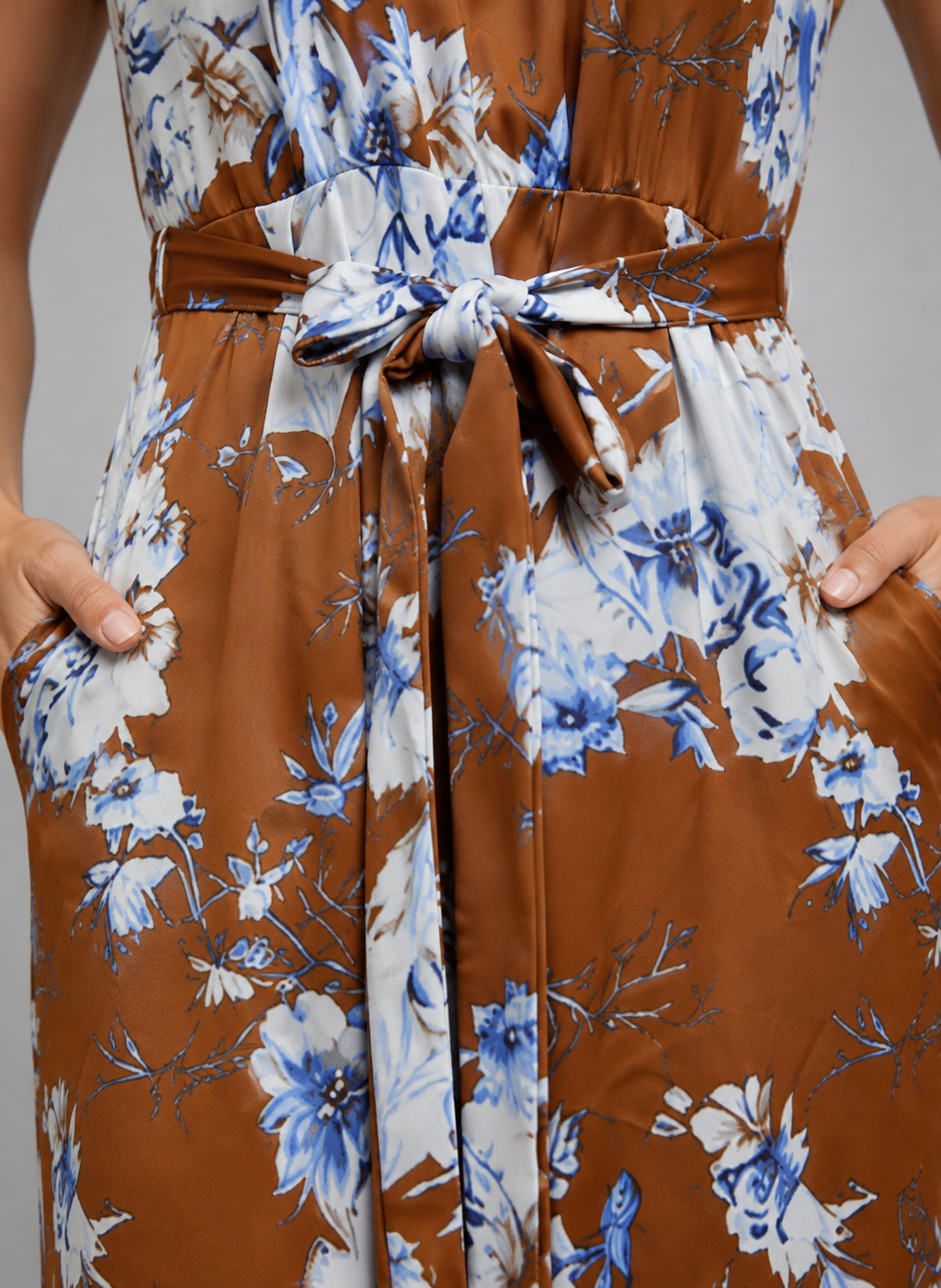 Women's Floral Halter Neck Wide Leg Jumpsuit – Tie Waist Style