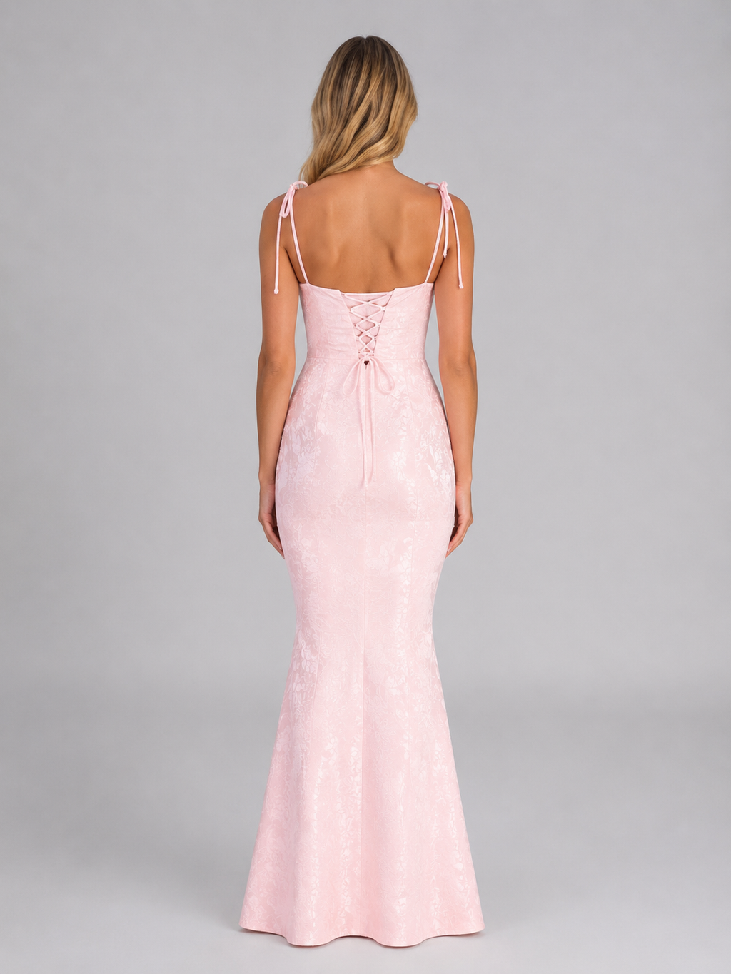 Women's Floral Jacquard Mermaid Maxi Dress – Figure-Flattering Silhouette