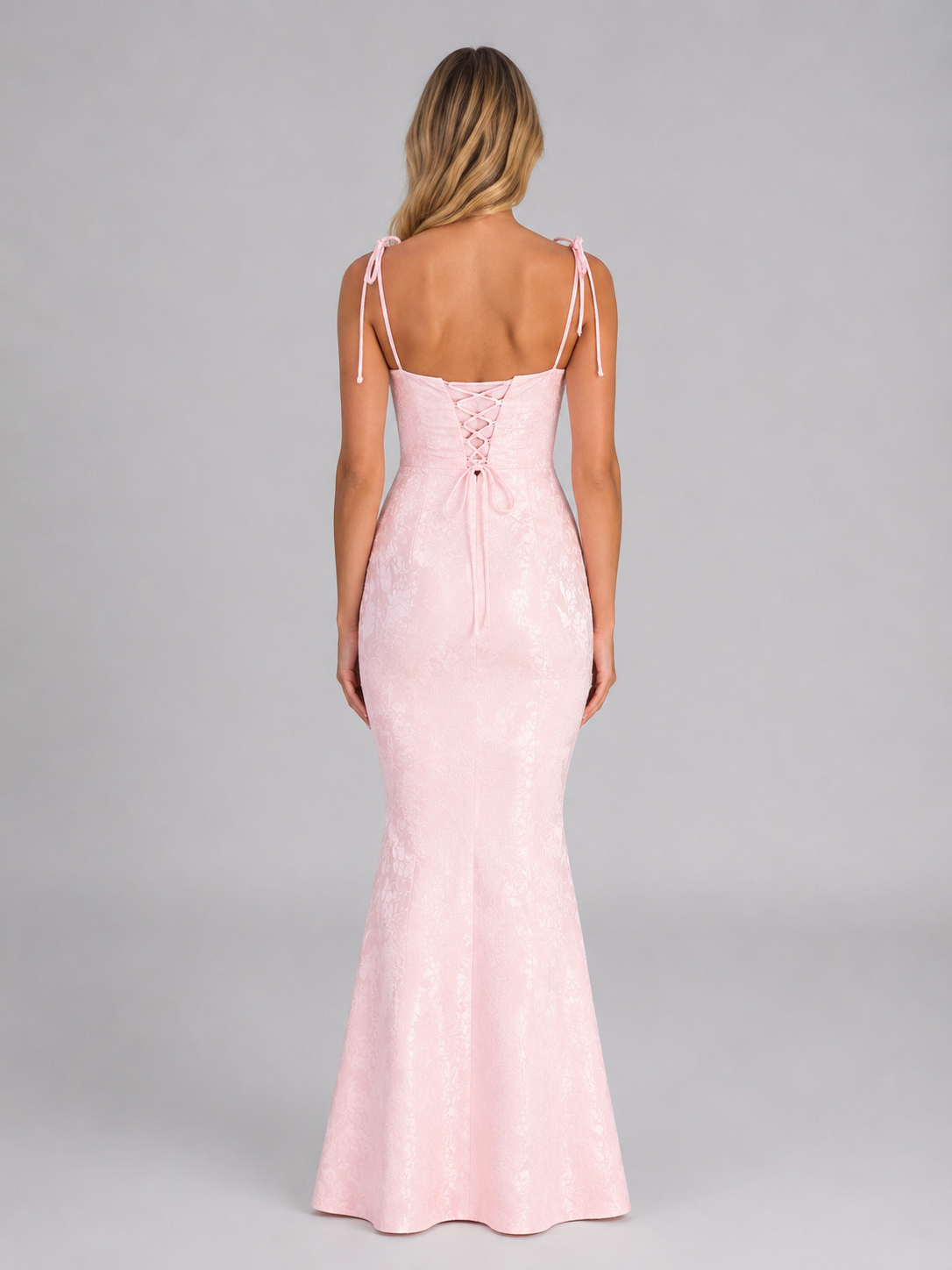 Women's Floral Jacquard Mermaid Maxi Dress – Figure-Flattering Silhouette
