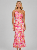 Women’s Floral One-Shoulder Midi Dress – Summer Occassion Style