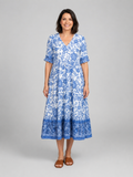 Women's Floral Print Midi Dress – V-Neck Tiered Summer Style