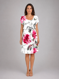 Women's Floral Ruffle Mini Dress – Layered Short Sleeve Style