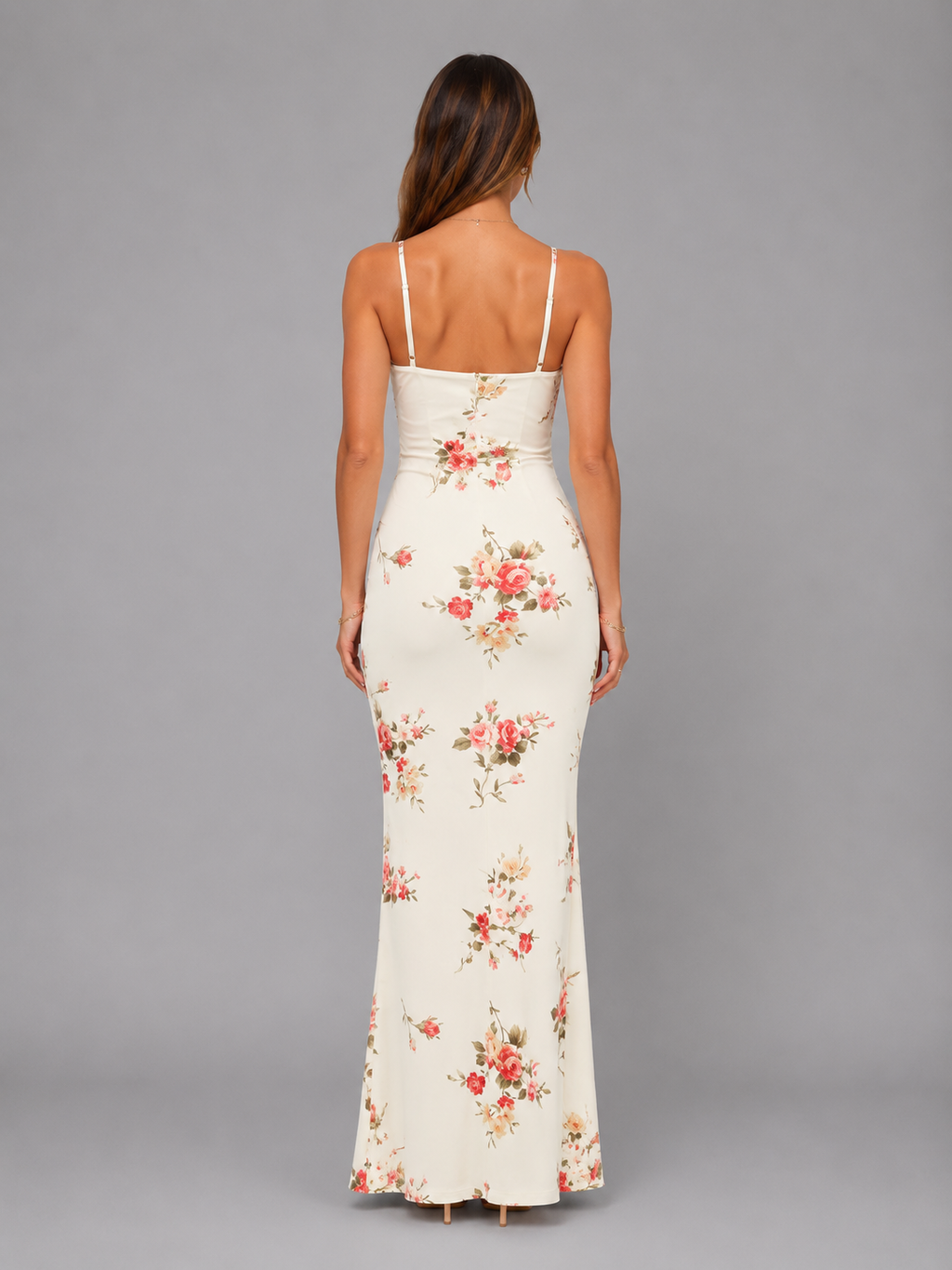 Women's Floral Satin Feel Maxi Dress – Summer Occasion Style