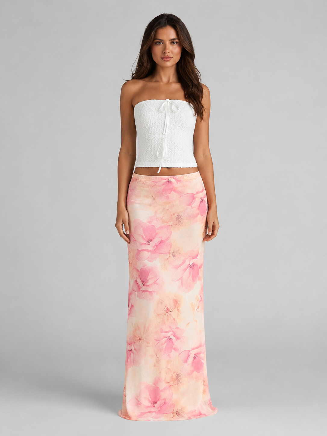 Women's Floral Satin Feel Maxi Skirt – Summer Holiday Occasion