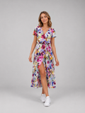 Women’s Floral Wrap Midi Dress – Relaxed Summer Elegance