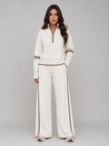 Women's Half Zip Lounge Set – Relaxed Two-Piece Wide Leg Tracksuit