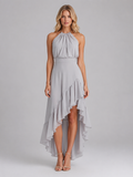 Women’s Halter Neck Ruffle Midi Dress – Flowing Silhouette