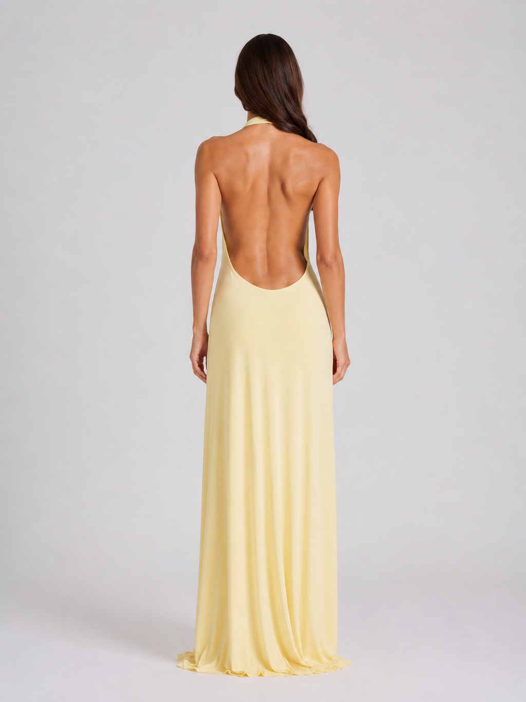 Women’s Halterneck Maxi Dress – Backless Evening Gown