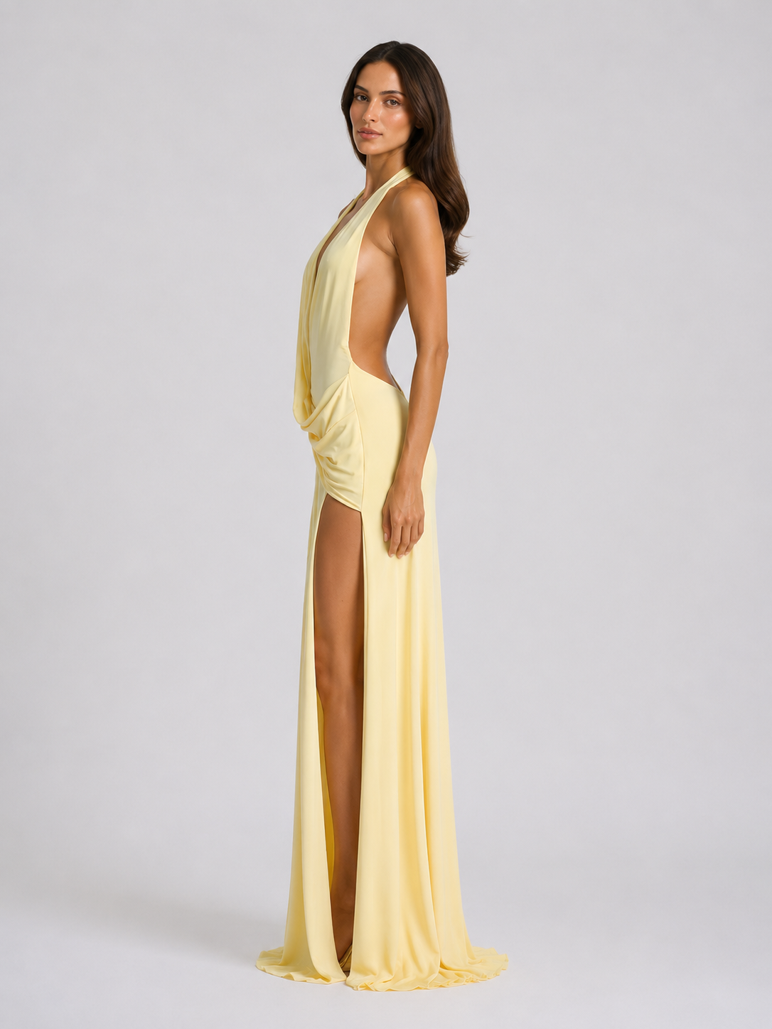 Women’s Halterneck Maxi Dress – Backless Evening Gown
