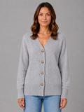 Women's Heart Button Cardigan – Soft Knit V-Neck Button-Up Style