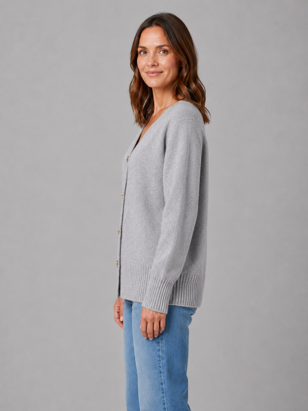 Women's Heart Button Cardigan – Soft Knit V-Neck Button-Up Style