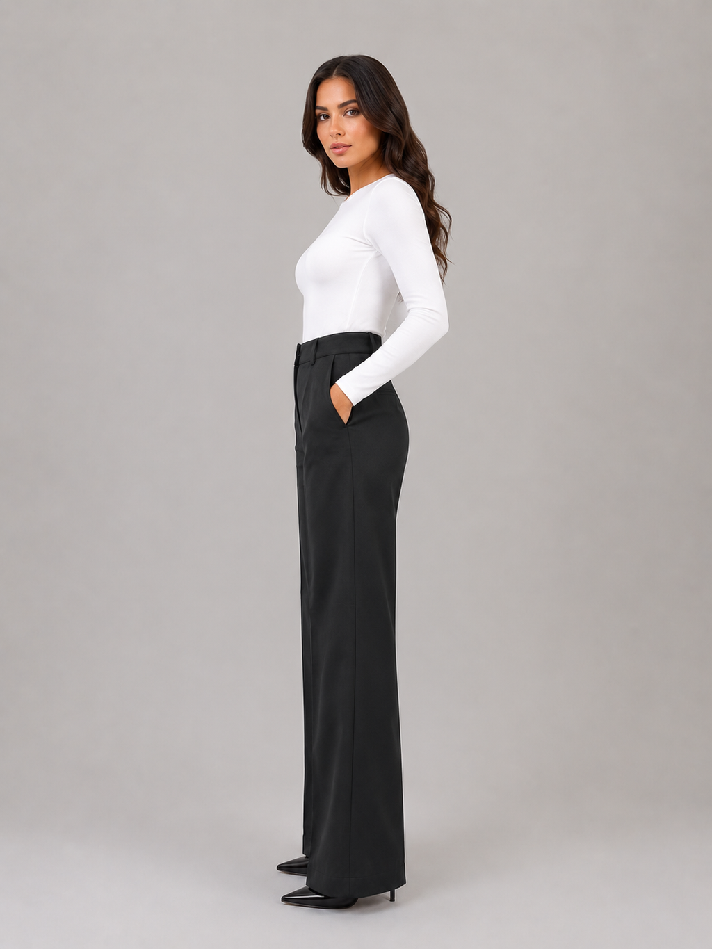 Women's High Waisted Tailored Trousers – Straight Leg Smart Work Pants