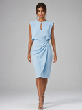 Women’s Keyhole Neck Midi Dress – Ruched Waist Elegant Fit
