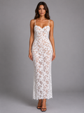 Women’s Lace Maxi Dress – Elegant Sculpted Fit