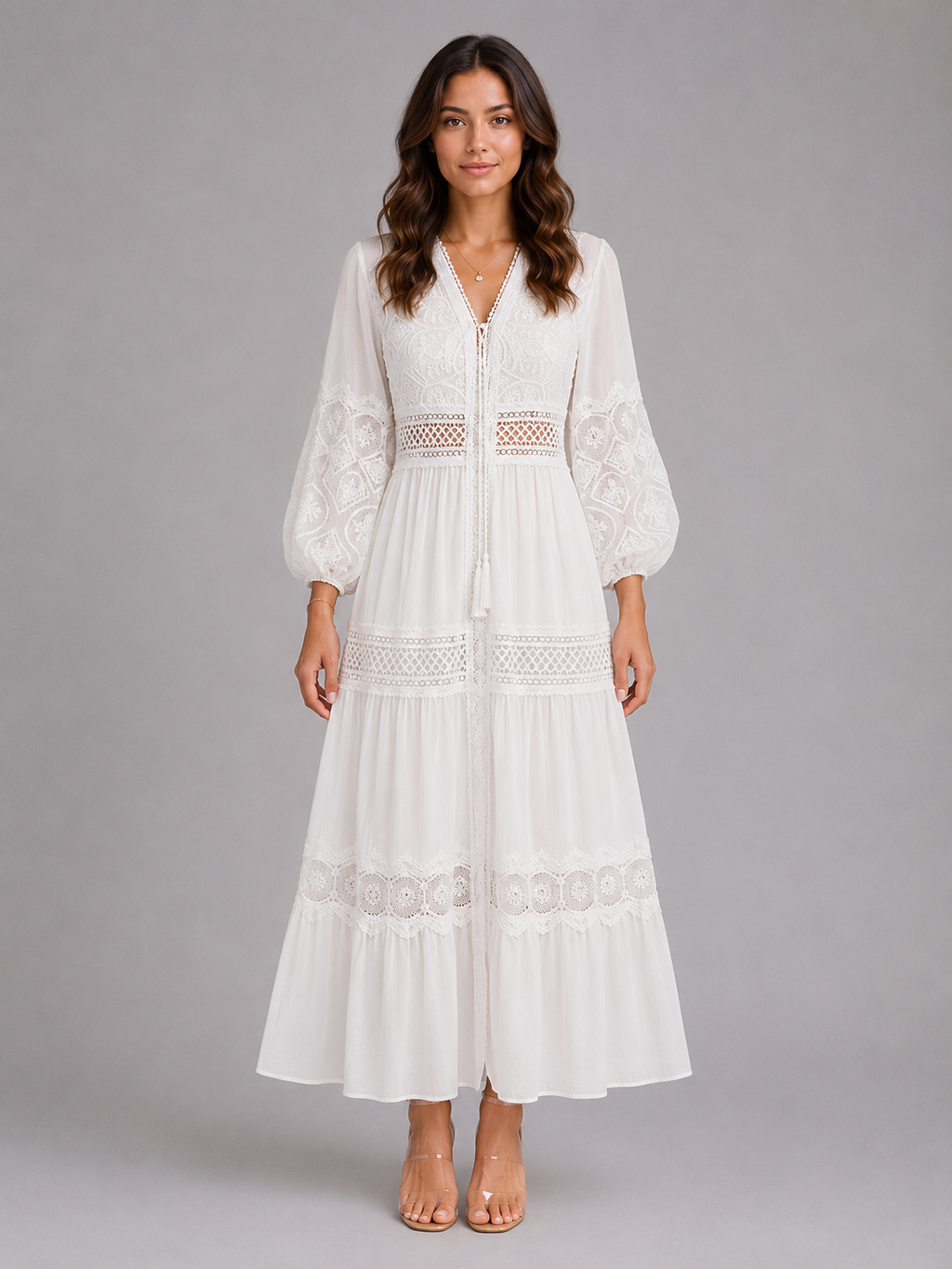 Women’s Lace Trim Maxi Dress – Summer Occasion Style