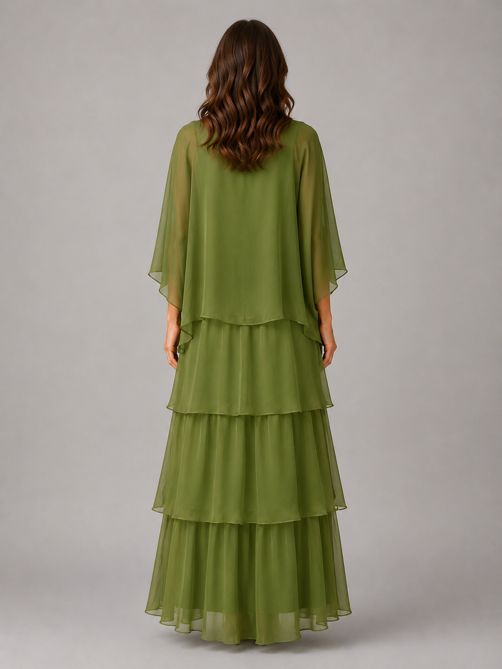 Women's Layered Chiffon Maxi Dress – Elegant Flowing Silhouette