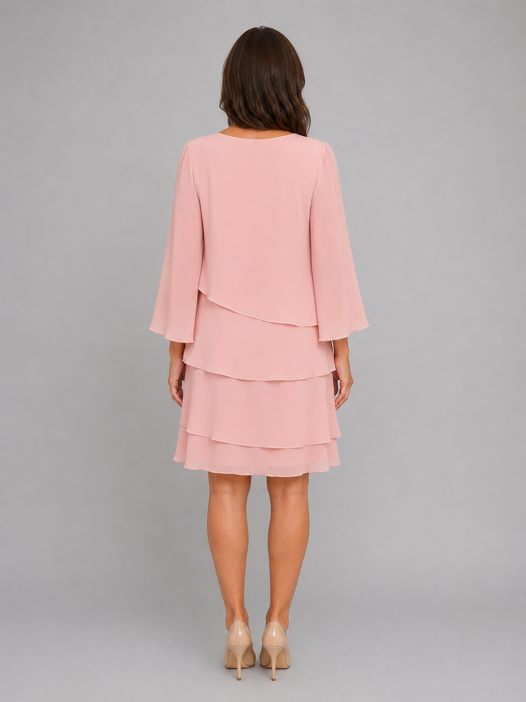 Women's Layered Chiffon Shift Dress – Flowing Silhouette