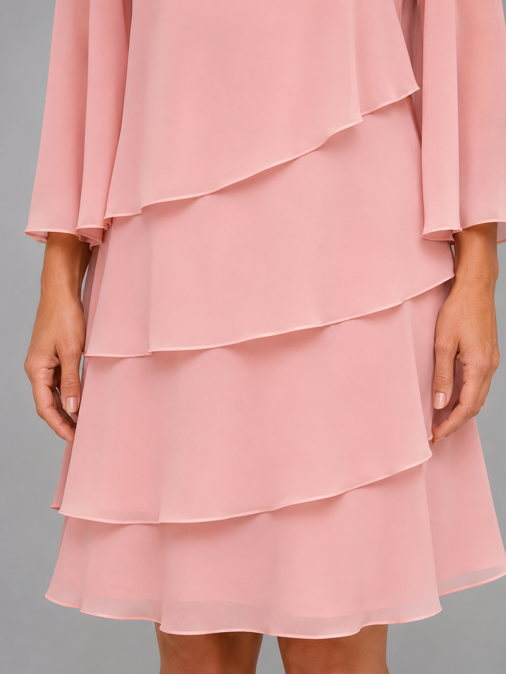 Women's Layered Chiffon Shift Dress – Flowing Silhouette