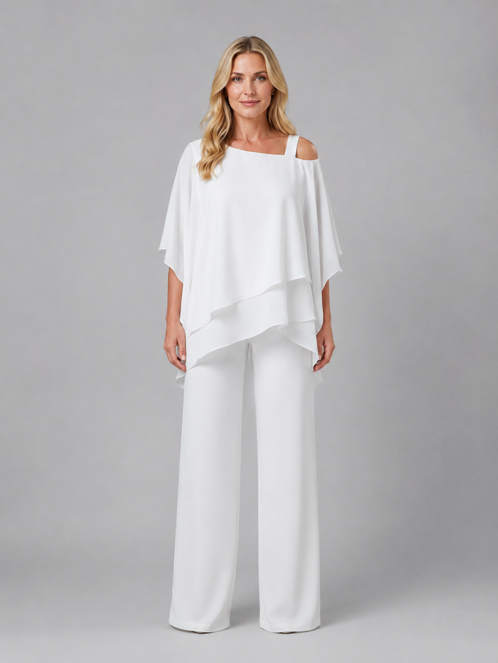 Women's Layered Chiffon Two-Piece Set – Flowy Co-Ord Suit