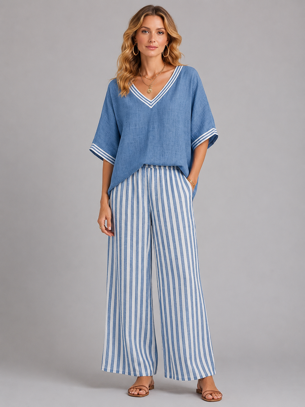 Women’s Linen-Look Two Piece Set – Relaxed Summer Style