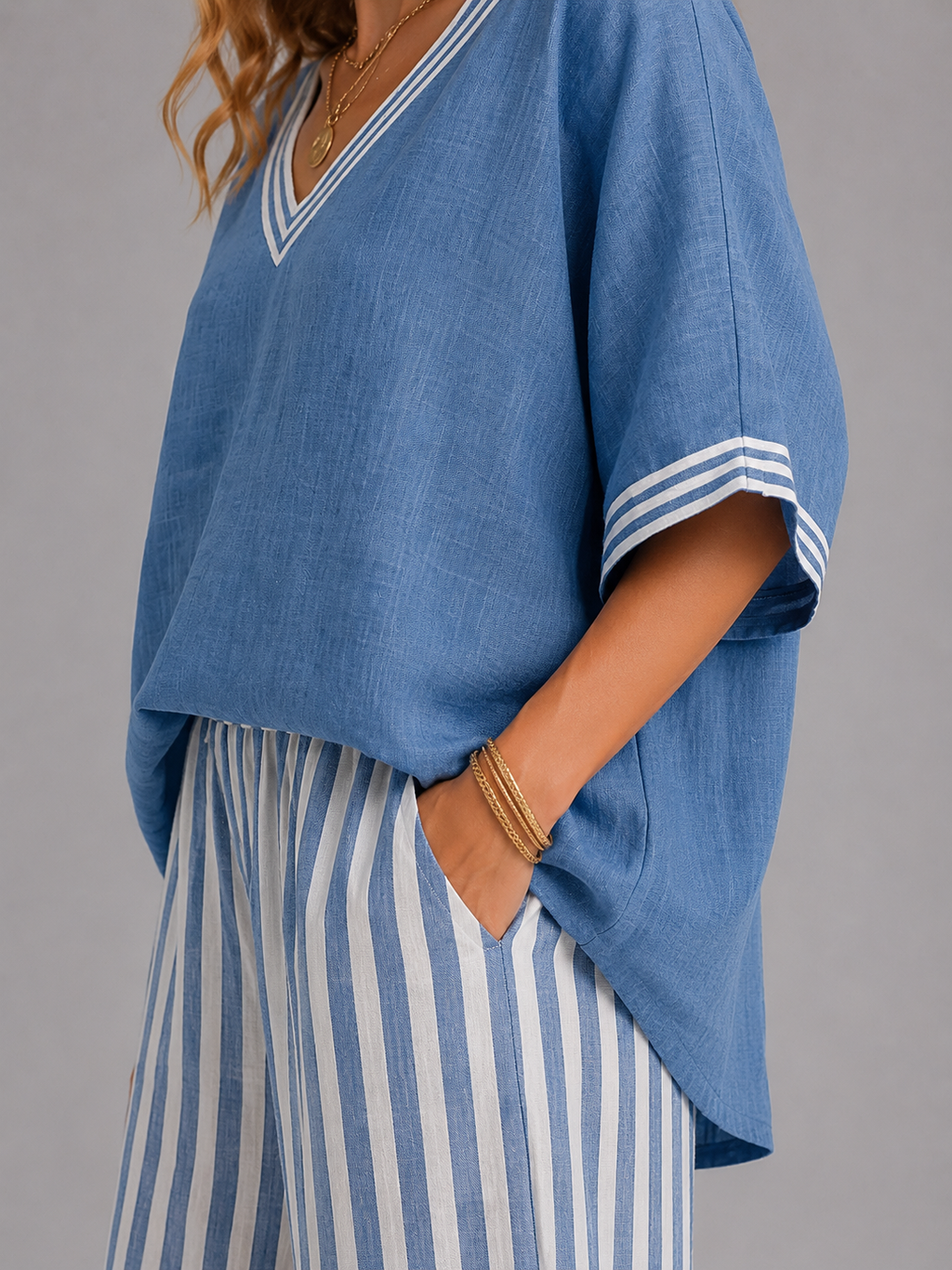 Women’s Linen-Look Two Piece Set – Relaxed Summer Style