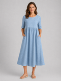 Women’s Linen Look Midi Dress – Flattering Style