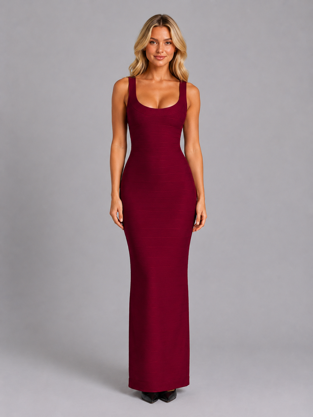 Women’s Metallic Bandage Maxi Dress - Sculpting Evening Gown