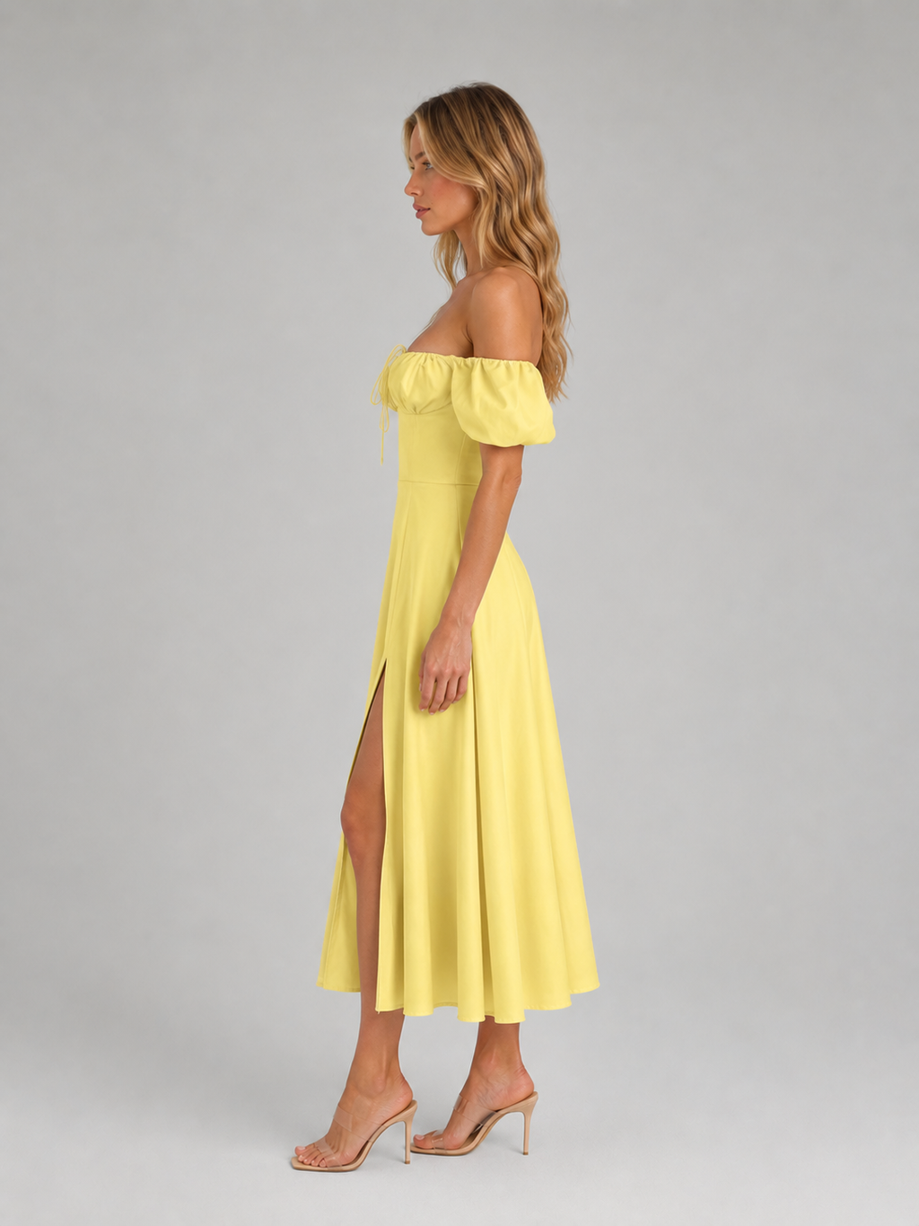 Women's Milkmaid Corset Midi Dress with Split - Summer Occasion Style