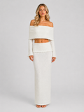 Women's Off-Shoulder Co-Ord Set –  Elegant Maxi Skirt Two-Piece