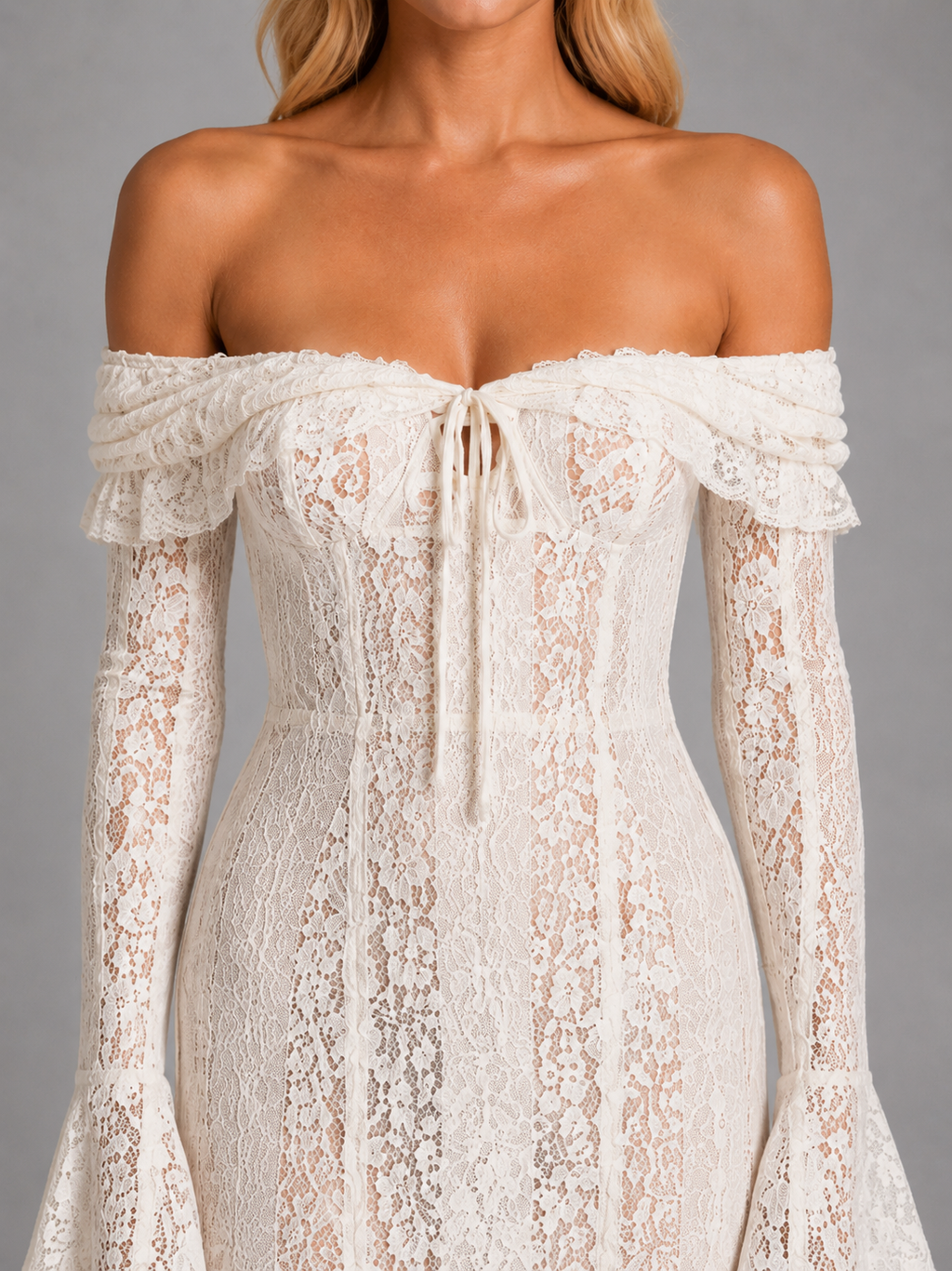 Women’s Off-Shoulder Lace Cutout Maxi Dress – Wedding Guest Style