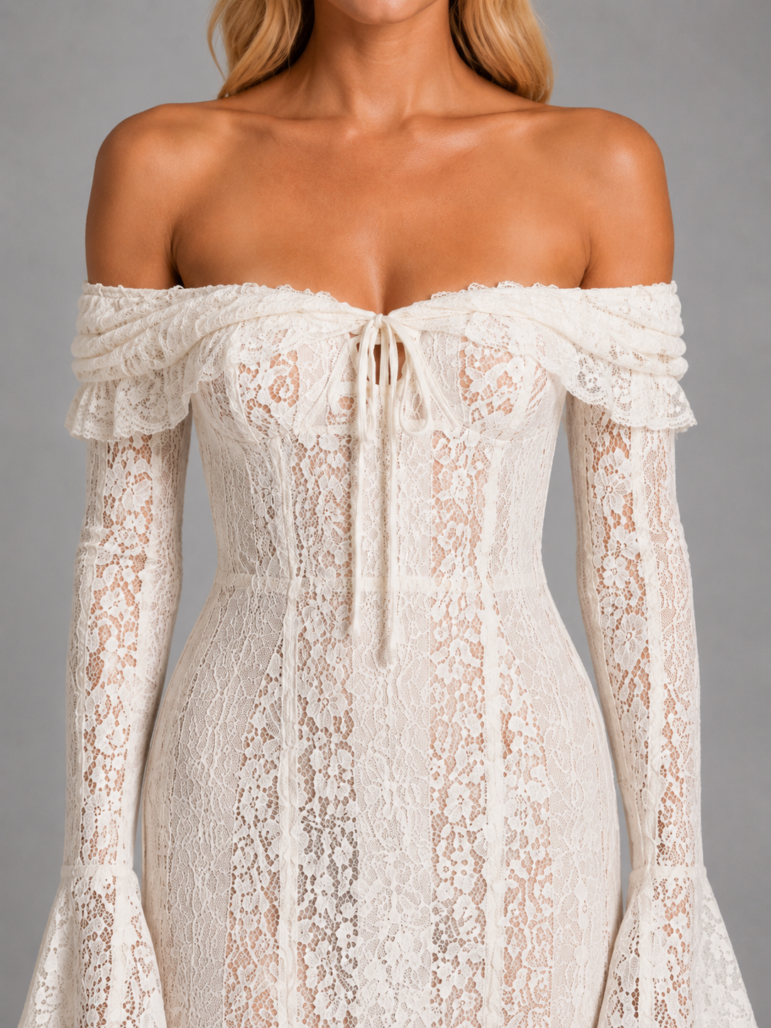 Women’s Off-Shoulder Lace Cutout Maxi Dress – Wedding Guest Style