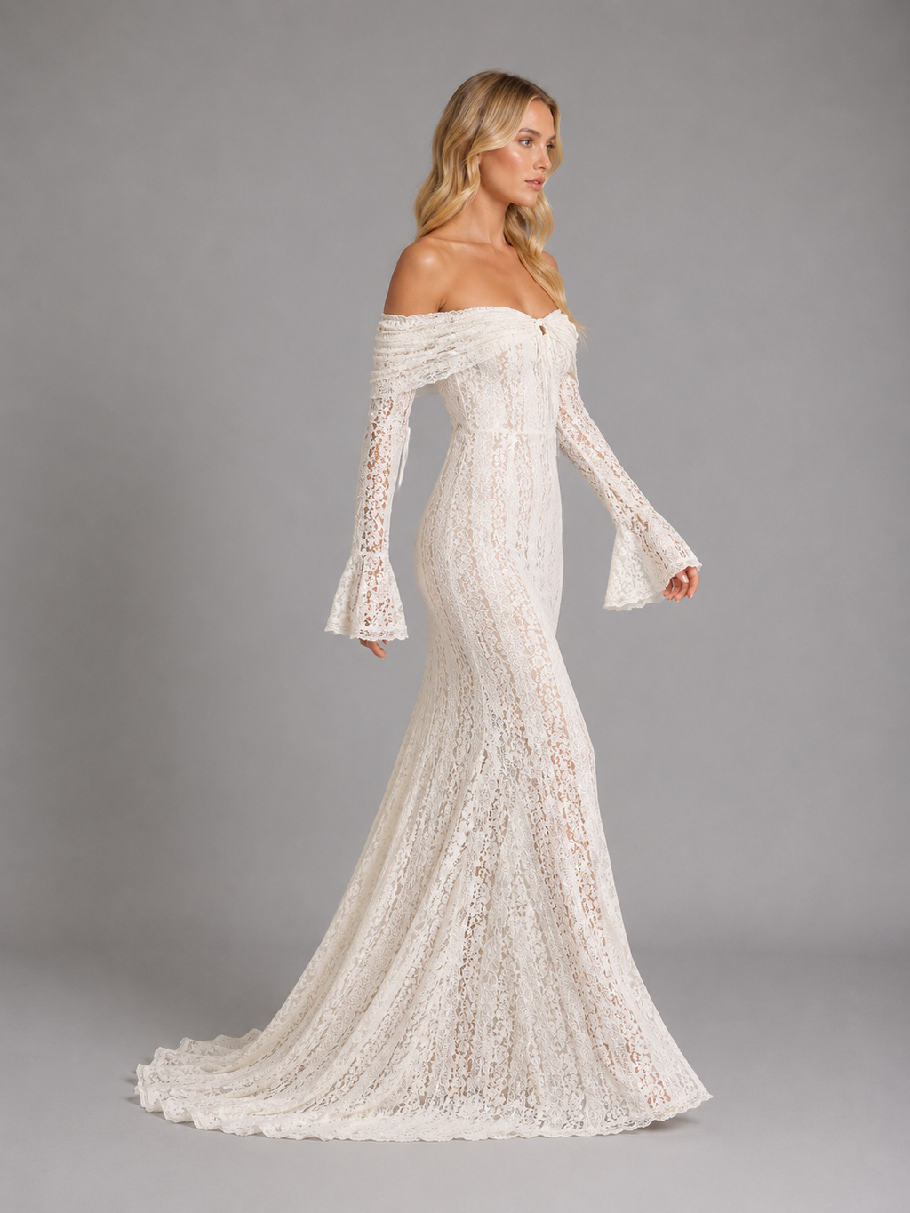 Women’s Off-Shoulder Lace Cutout Maxi Dress – Wedding Guest Style