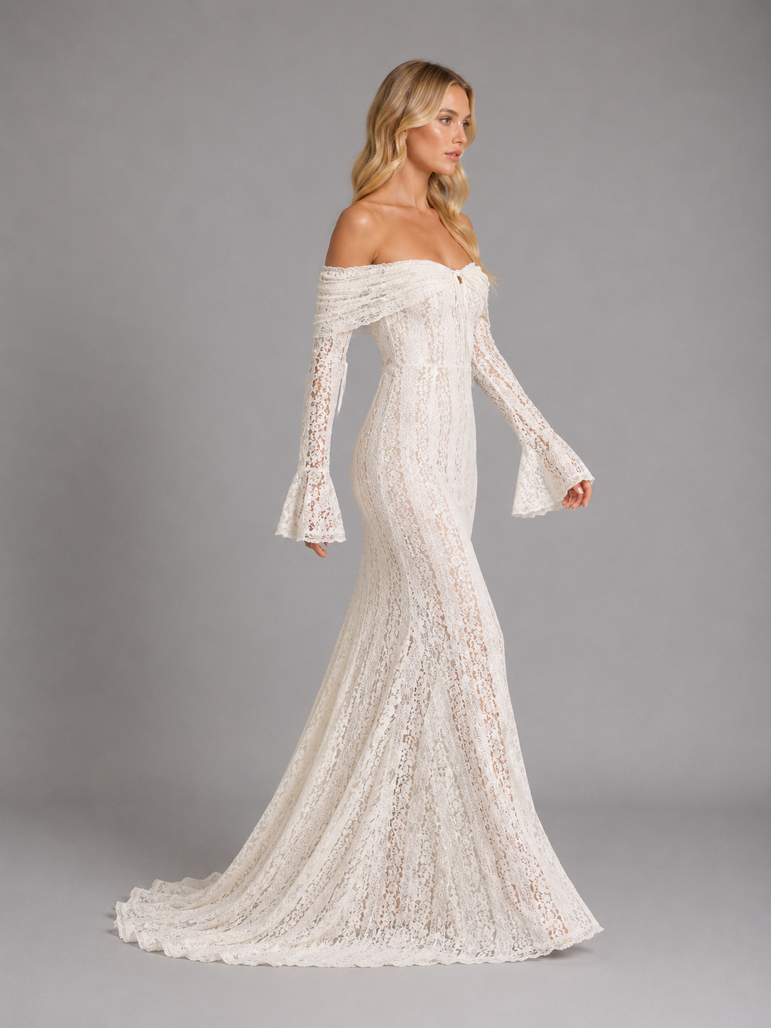 Women’s Off-Shoulder Lace Cutout Maxi Dress – Wedding Guest Style