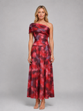 Women's One-Shoulder Printed Maxi Dress – Flowing Silhouette