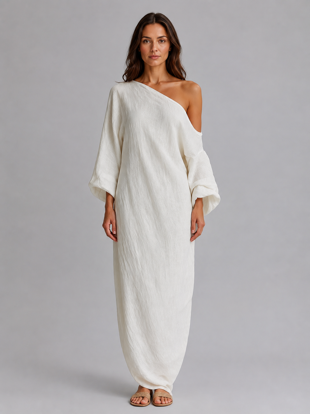 Women's One Shoulder Maxi Dress – Relaxed Draped Fit