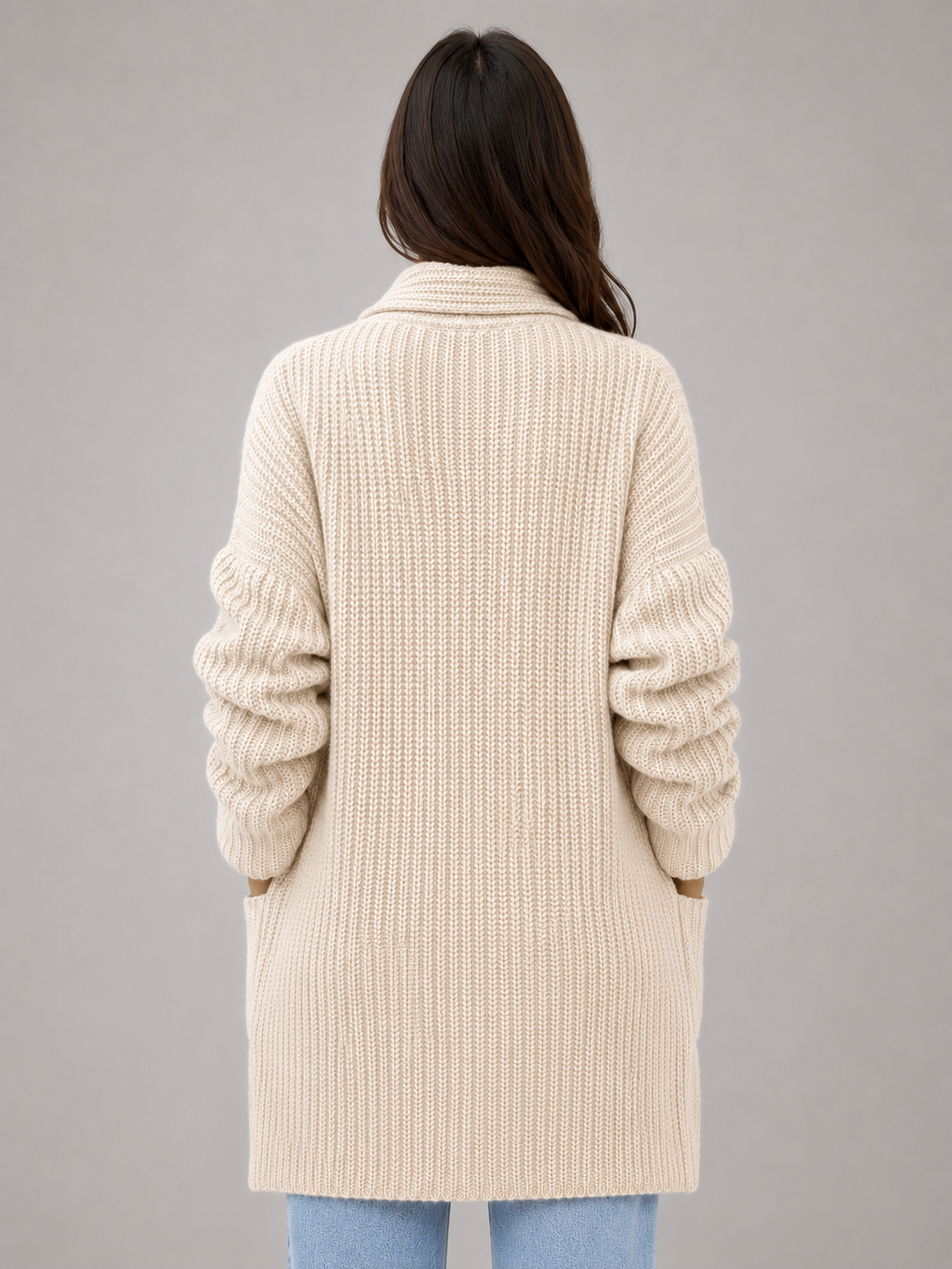 Women's Open Front Cardigan with Pockets – Soft Knit Longline Style