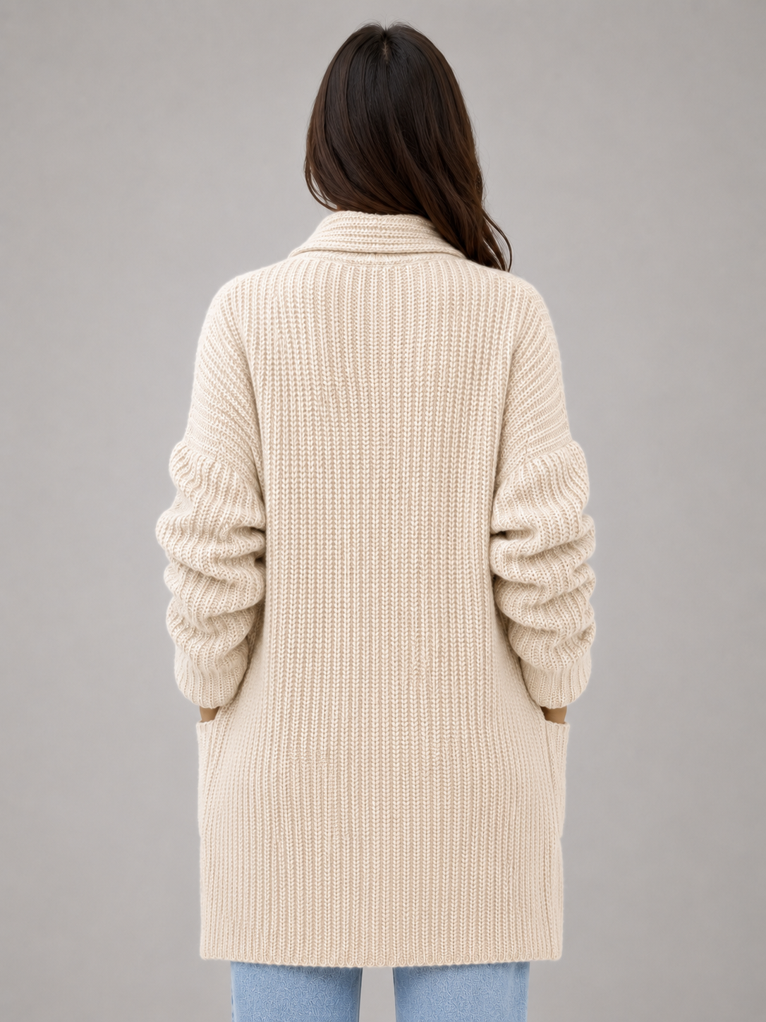 Women's Open Front Cardigan with Pockets – Soft Knit Longline Style