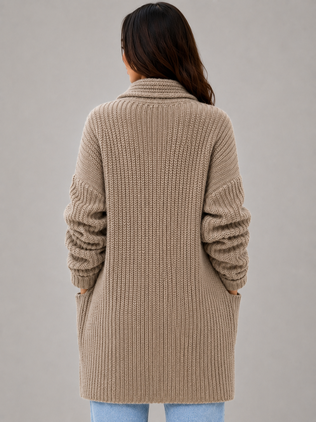 Women's Open Front Cardigan with Pockets – Soft Knit Longline Style