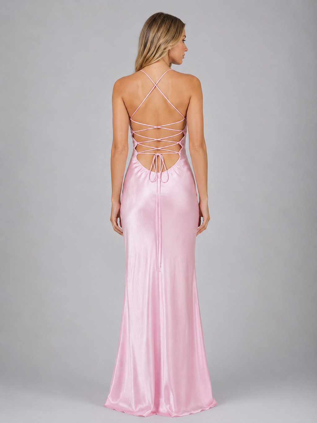 Women’s Sequin Embellished Satin Feel Maxi Dress – Halter Evening Gown