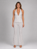 Women's Polka Dot Halter Top & Wide Leg Trousers Co-Ord Set – Summer Outfit
