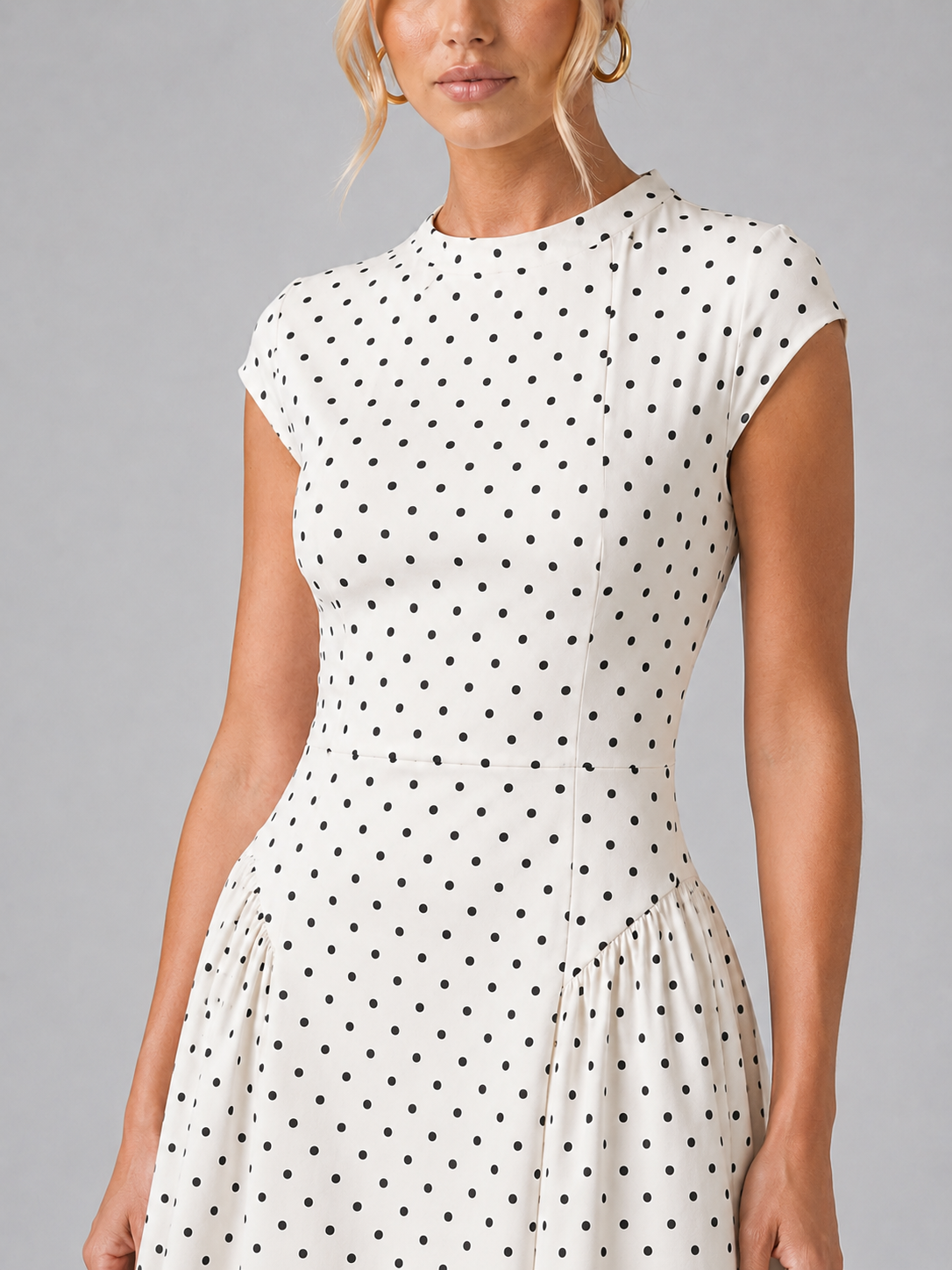 Women’s Polka Dot Maxi Dress – Elegant A-Line Silhouette