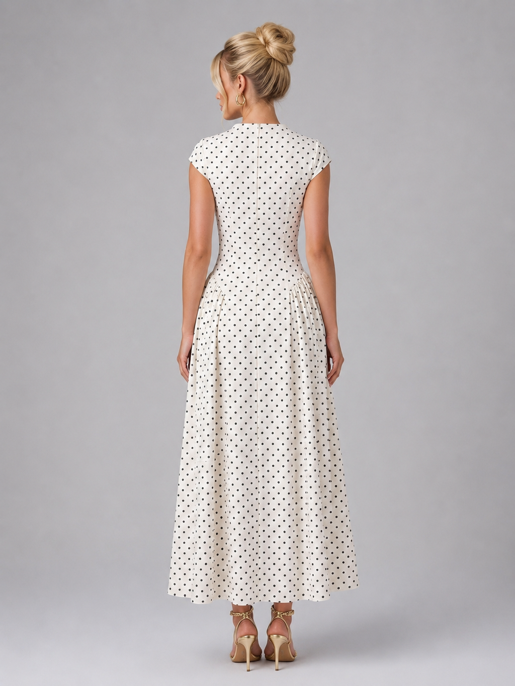 Women’s Polka Dot Maxi Dress – Elegant A-Line Silhouette
