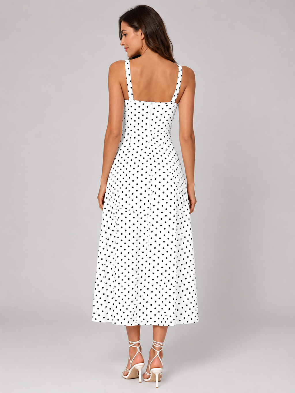 Women’s Polka Dot Midi Dress – Summer Holiday Style