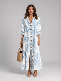 Women’s Printed Shirt Maxi Dress – Relaxed Flattering Fit