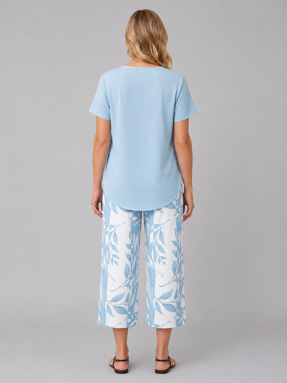 Women's Relaxed Two-Piece Set – Layered Top & Wide Leg Trousers